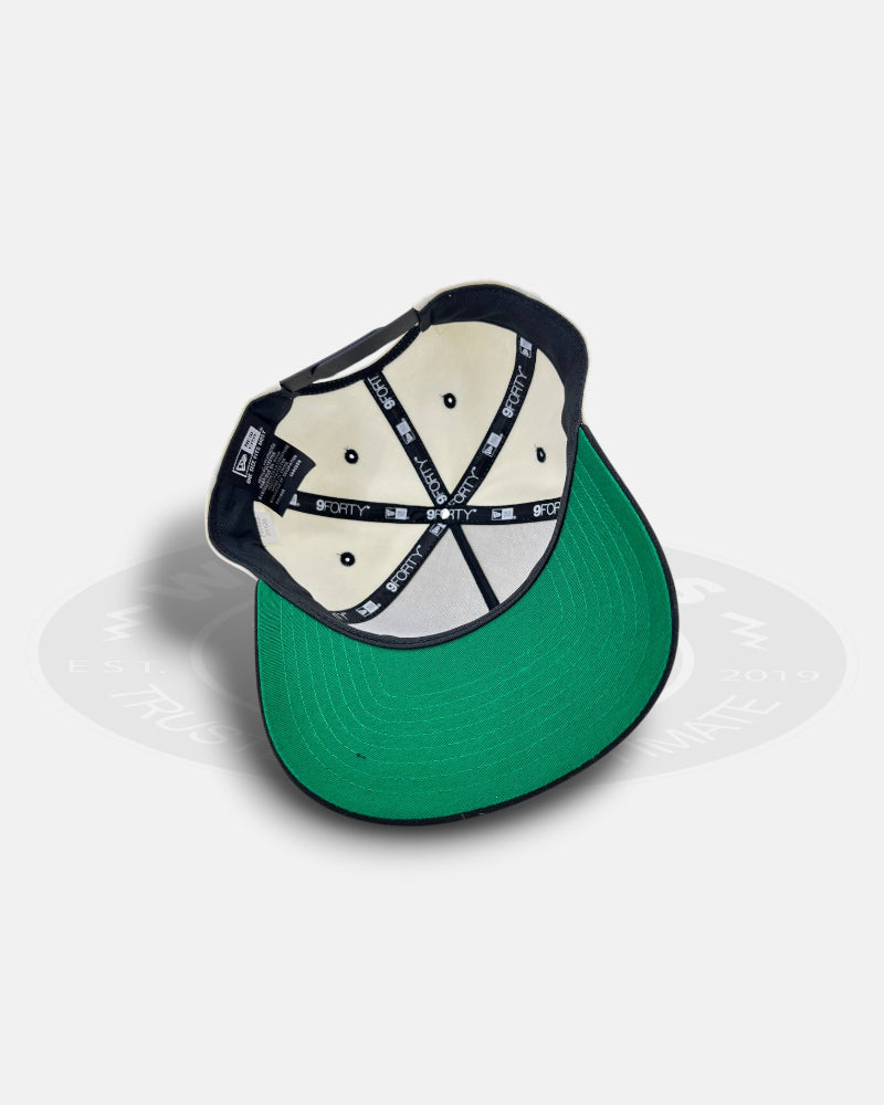 Long Beach Homage Old Script White Black 9FORTY A-Frame Snapback Hat