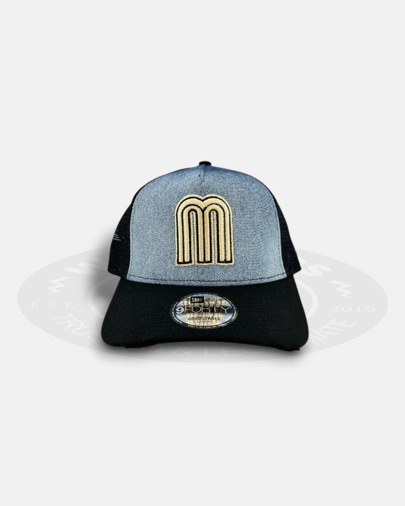 Mexico National Baseball Team Bleach Azul 9FORTY A Frame Trucker Snapback Hat