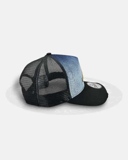 Atlanta Braves Bleach Azul 9FORTY A Frame Trucker Snapback Hat