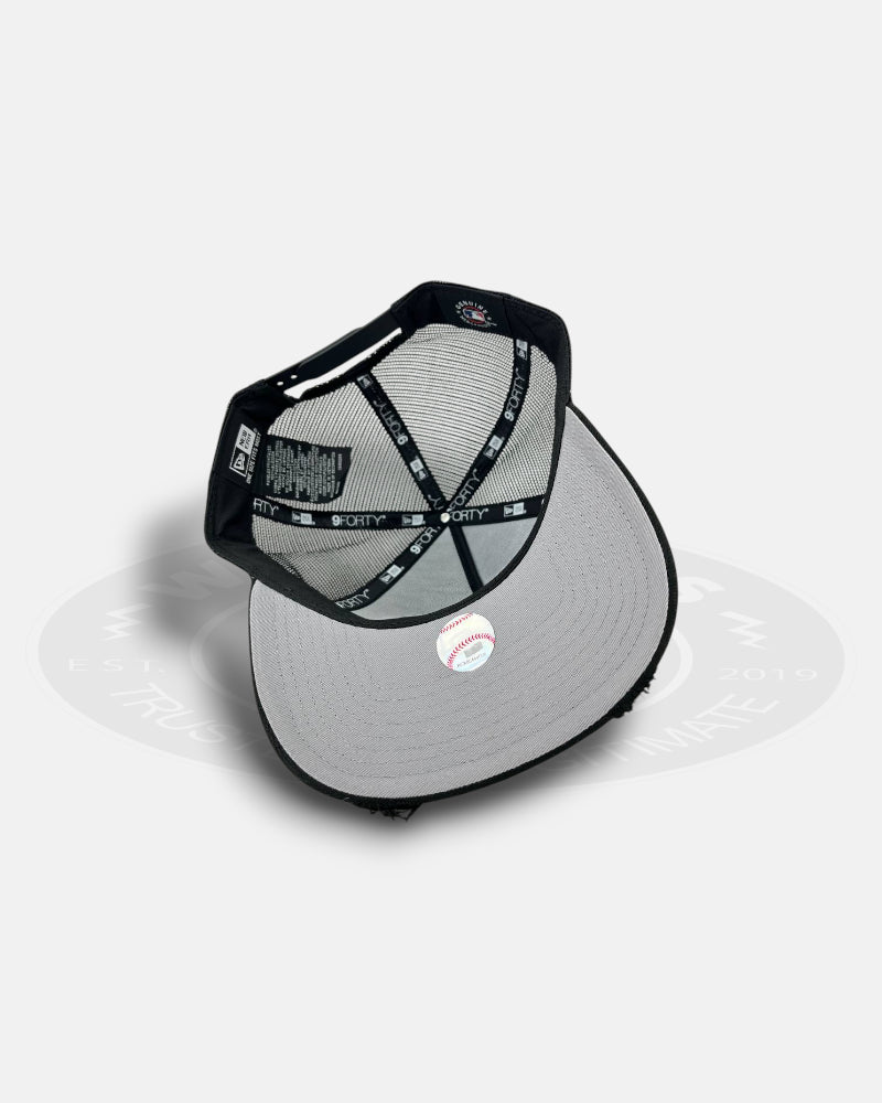 Atlanta Braves Bleach Azul 9FORTY A Frame Trucker Snapback Hat