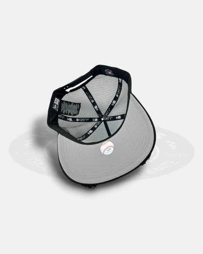 Atlanta Braves Bleach Azul 9FORTY A Frame Trucker Snapback Hat