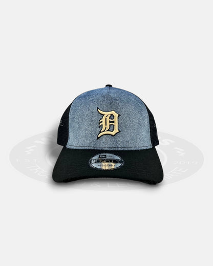 Detroit Tigers Bleach Azul 9FORTY A Frame Trucker Snapback Hat