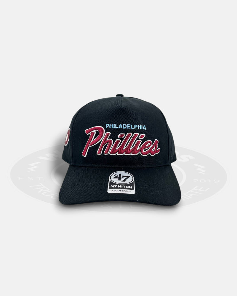 Philadelphia Phillies Black Dome Script 47 Hitch Snapback Hat