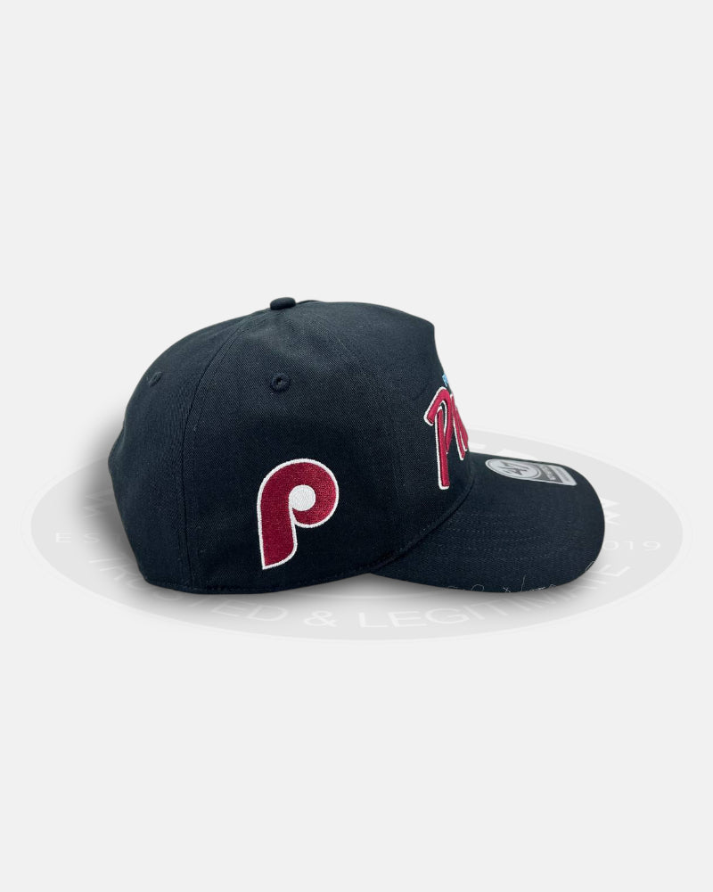 Philadelphia Phillies Black Dome Script 47 Hitch Snapback Hat