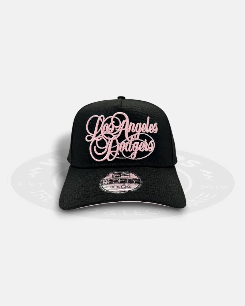 Los Angeles Dodgers Cursive Script Pink Mirage 9FORTY A-Frame Snapback Hat