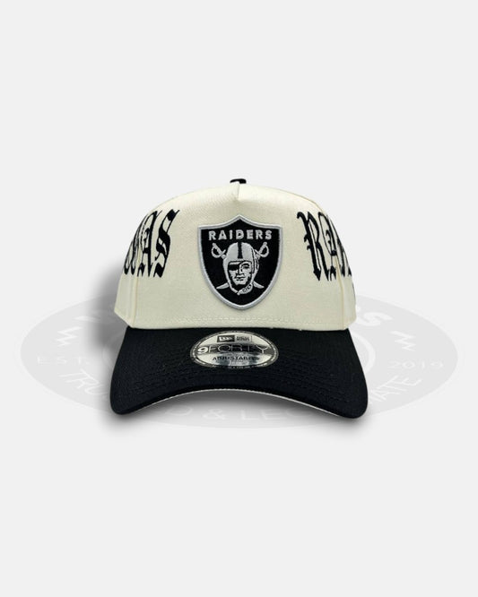 Las Vegas Raiders Overall Gothic Script Two Tone A-Frame 9Forty Snapback Hat