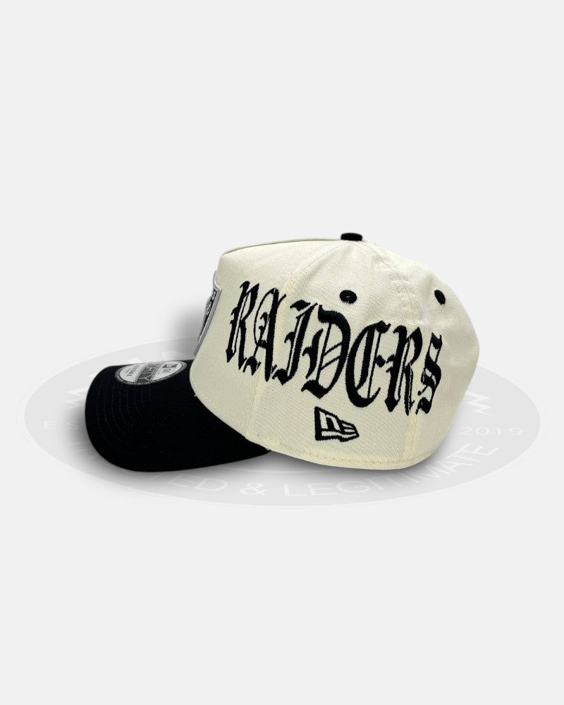 Las Vegas Raiders Overall Gothic Script Two Tone A-Frame 9Forty Snapback Hat