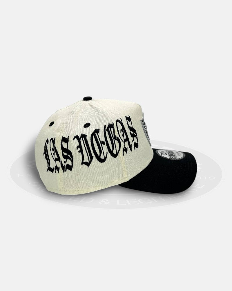 Las Vegas Raiders Overall Gothic Script Two Tone A-Frame 9Forty Snapback Hat