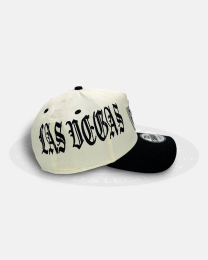 Las Vegas Raiders Overall Gothic Script Two Tone A-Frame 9Forty Snapback Hat