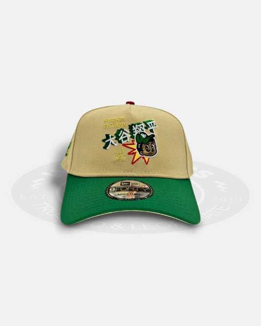 Los Angeles Dodgers Shohei Othani Kanji LA Japan Two Tone Beige/Green A-Frame 9Forty Snapback Hat