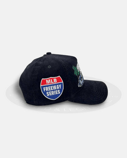 Los Angeles Dodgers vs Los Angeles Angels MLB Freeway Series Black Corduroy 9Forty A-Frame Snapback Hat