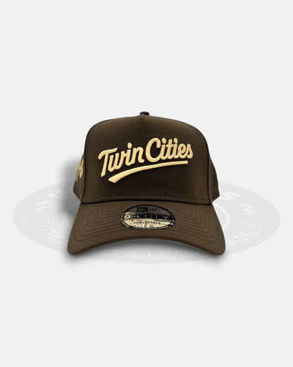 Minnesota Twins M S Flag Side Logo Chrome Brown A-Frame 9Forty Snapback Hat