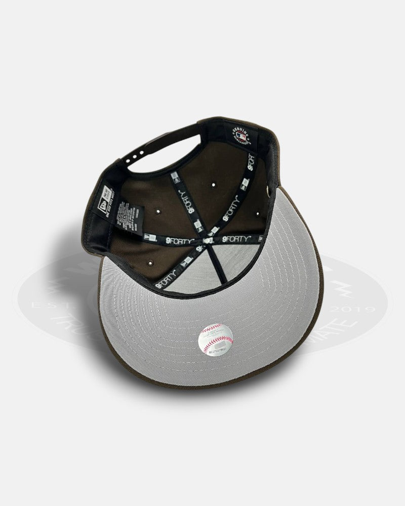 Minnesota Twins M S Flag Side Logo Chrome Brown A-Frame 9Forty Snapback Hat