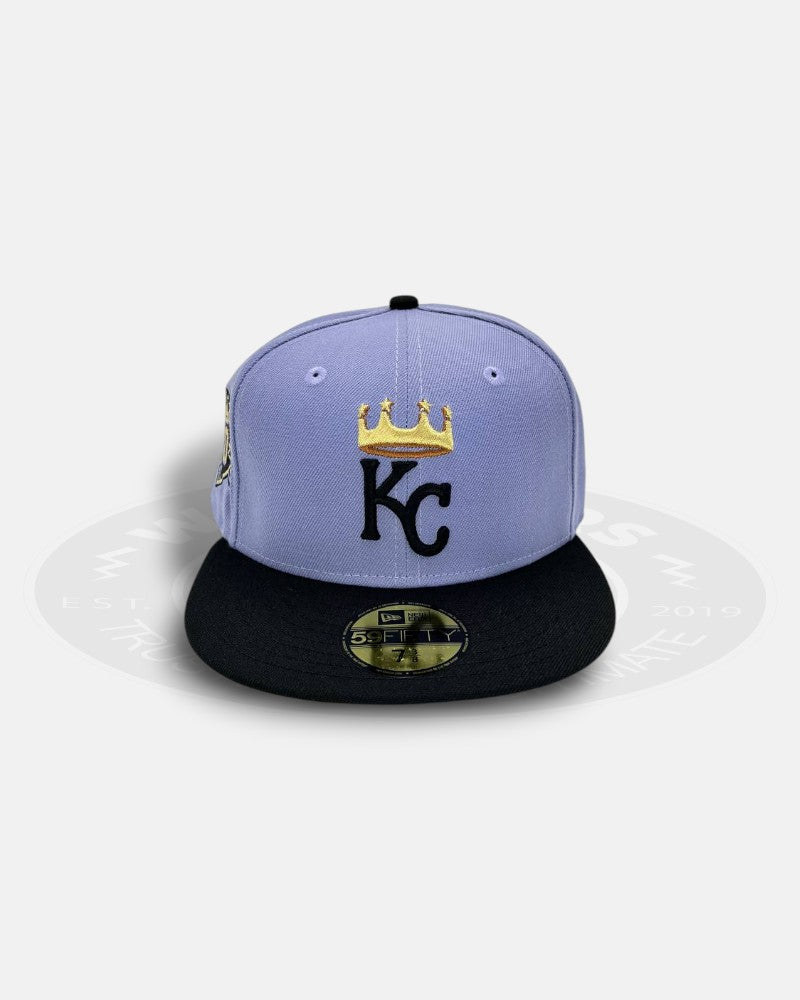 New Era Kansas City Royals 50th Anniversary Side Patch Lavender Black 59Fifty Fitted Hat