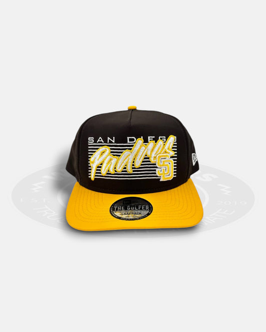 San Diego Padres Retro Block Script Golfer Snapback Hat