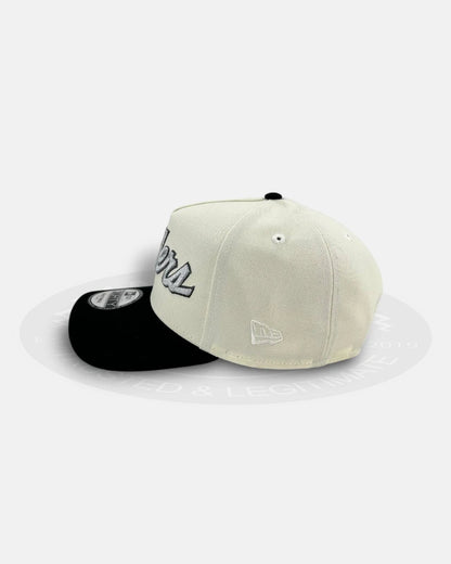 Las Vegas Raiders 50th Anniversary Silver Script Chrome Two Tone 9Forty A-Frame Snapback Hat