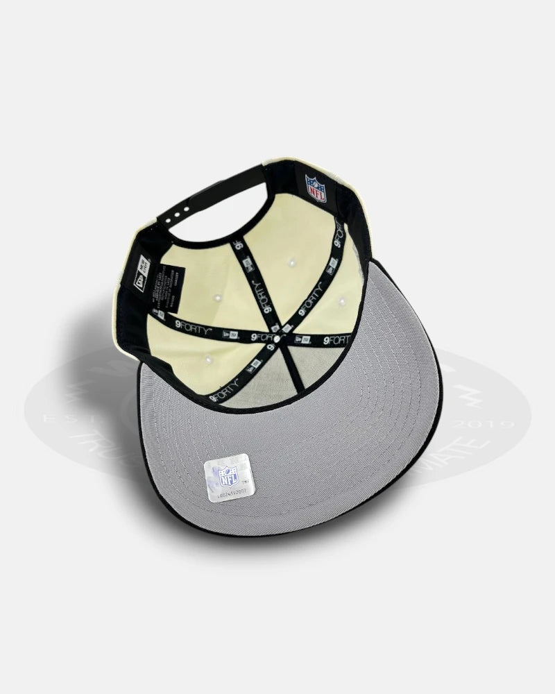 Las Vegas Raiders 50th Anniversary Silver Script Chrome Two Tone 9Forty A-Frame Snapback Hat