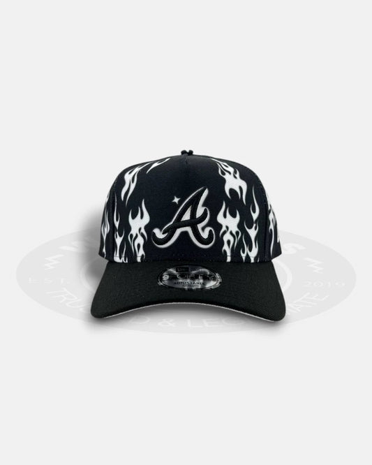 Atlanta Braves White Flames 9Forty A-Frame Snapback Hat
