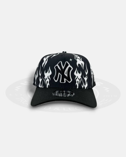 New York Yankees White Flames 9Forty A-Frame Snapback Hat