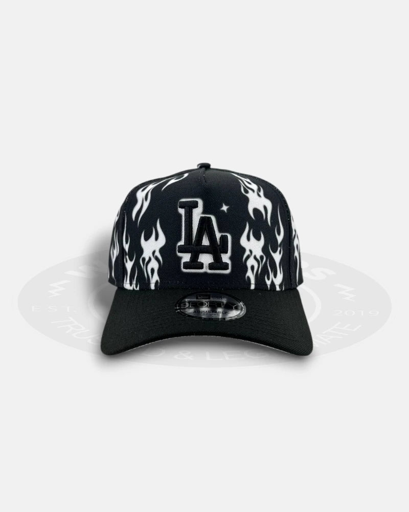 Los Angeles Dodgers White Flames 9Forty A-Frame Snapback Hat