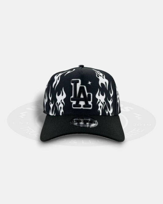 Los Angeles Dodgers White Flames 9Forty A-Frame Snapback Hat