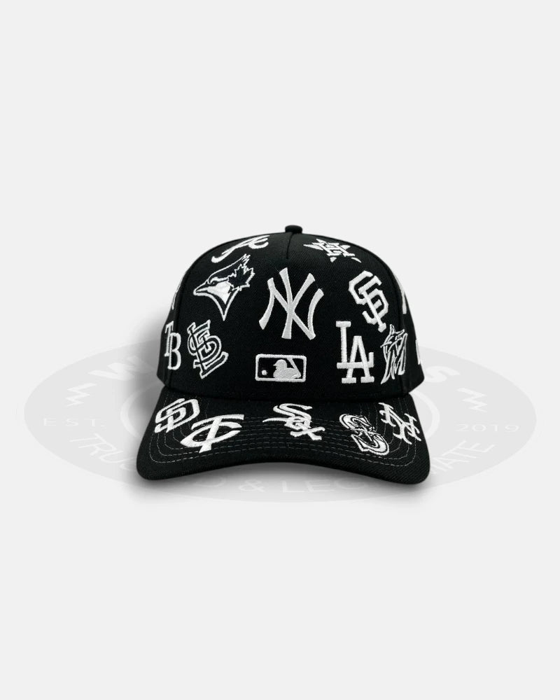 MLB Team All Over Patch Black White 9Forty A-Frame Snapback Hat