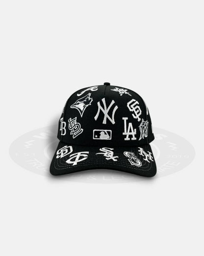 MLB Team All Over Patch Black White 9Forty A-Frame Snapback Hat