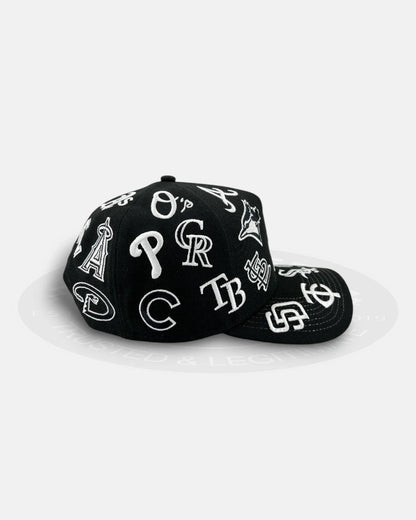MLB Team All Over Patch Black White 9Forty A-Frame Snapback Hat