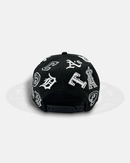 MLB Team All Over Patch Black White 9Forty A-Frame Snapback Hat