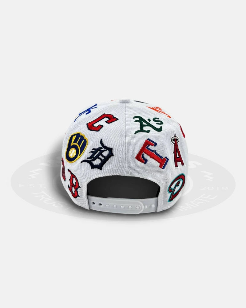 MLB Team All Over Patch White Colored 9Forty A-Frame Snapback Hat