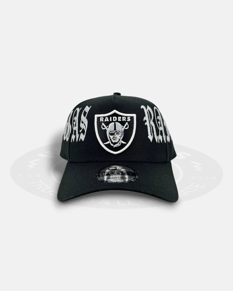Las Vegas Raiders Oversized Gothic All Over 9FORTY A-Frame Snapback Hat