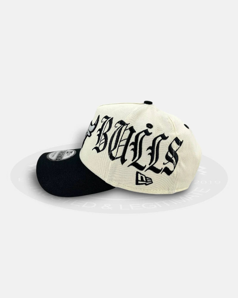 Chicago Bulls Oversized Gothic All Over Chrome Two Tone 9FORTY A-Frame Snapback Hat