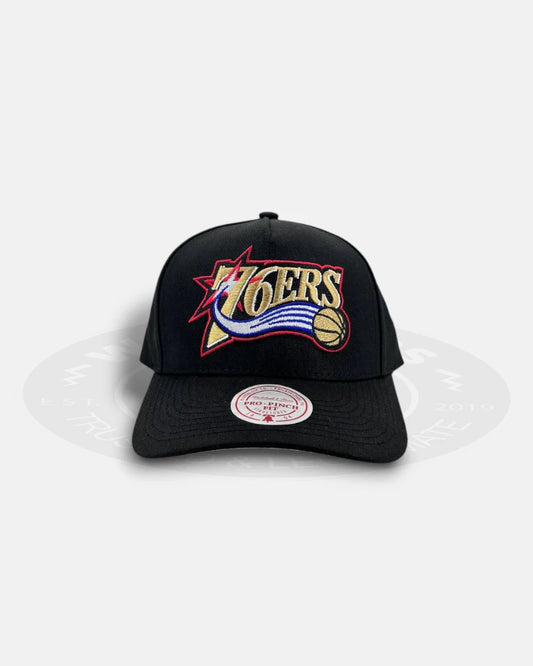 Philadelphia 76ers HWC Black Pro Pinch Snapback Hat