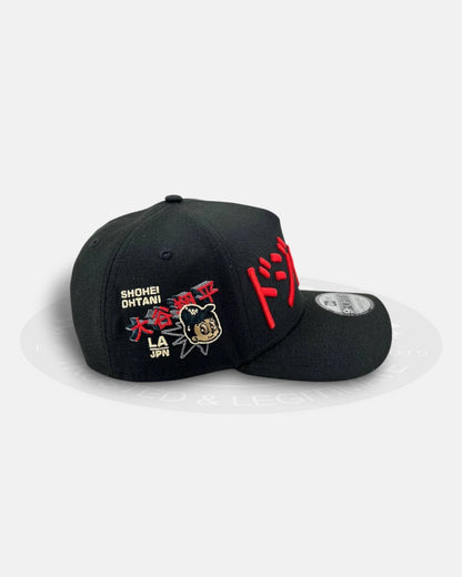 Los Angeles Dodgers Ohtani Kanji Black Red 9FORTY A-Frame Snapback Hat