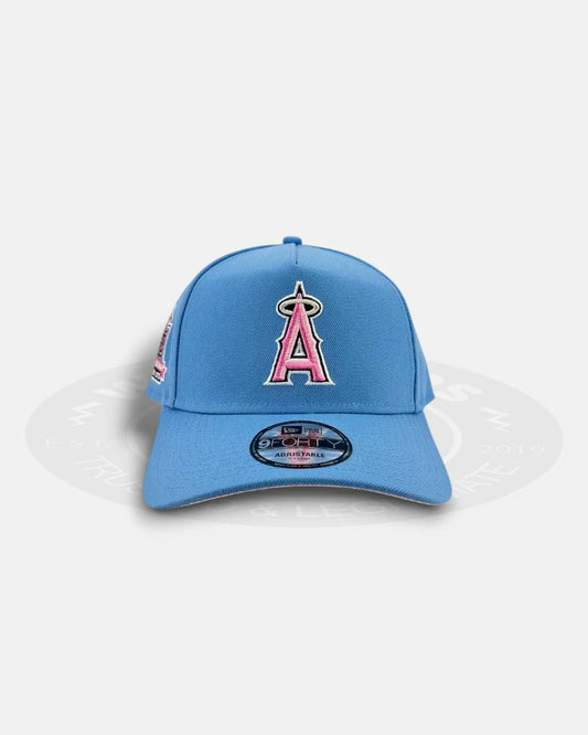 Los Angeles Angels 50th Angel Stadium Sky Blue Pink 9FORTY A-Frame Snapback Hat