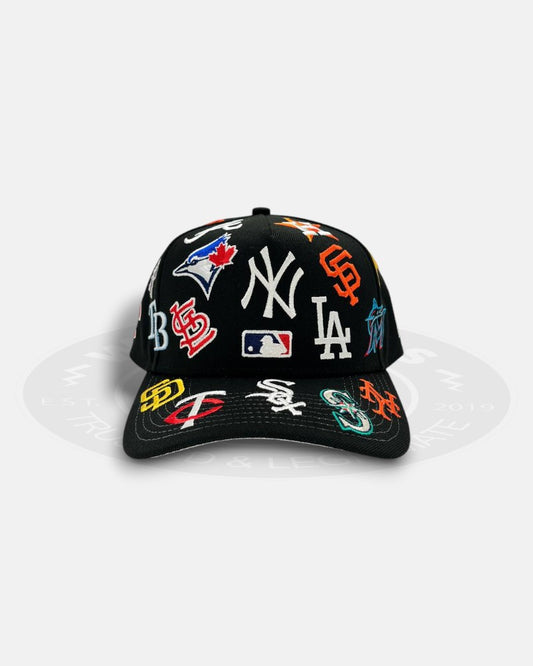MLB League 'All Over Logo' Multi Color 9FORTY A-Frame Snapback Hat