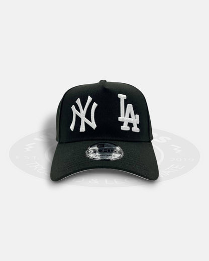 New York Yankees vs Los Angeles Dodgers Black 9Forty A-Frame Snapback Hat