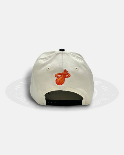 Miami Heat Flame Two Tone Chrome Black A-Frame 9Forty Snapback Hat