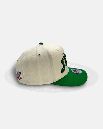 New York Jets Team Script Two Tone Green/Off White Adjustable Fit Snapback Hat