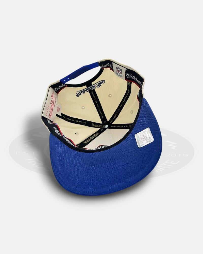 New York Giants Team Script Two Tone Blue/Off White Adjustable Fit Snapback Hat