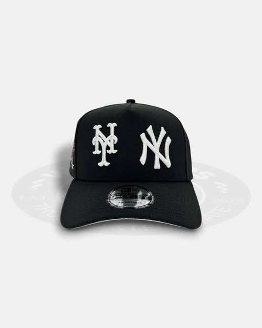 New York Mets x New York Yankees Subway Series And World Series 25th Anniversary Chrome Black 9Forty A-Frame Snapback Hat