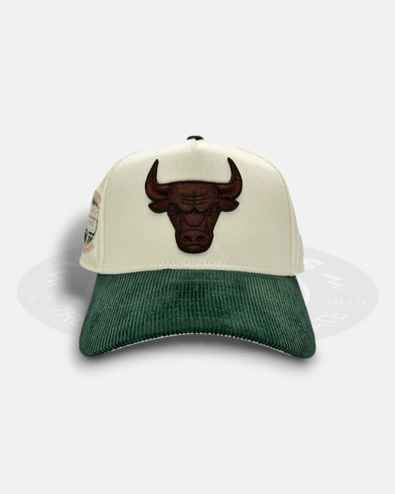 Chicago Bulls Ivory Green Cord Visor 9FORTY A-Frame Snapback Hat