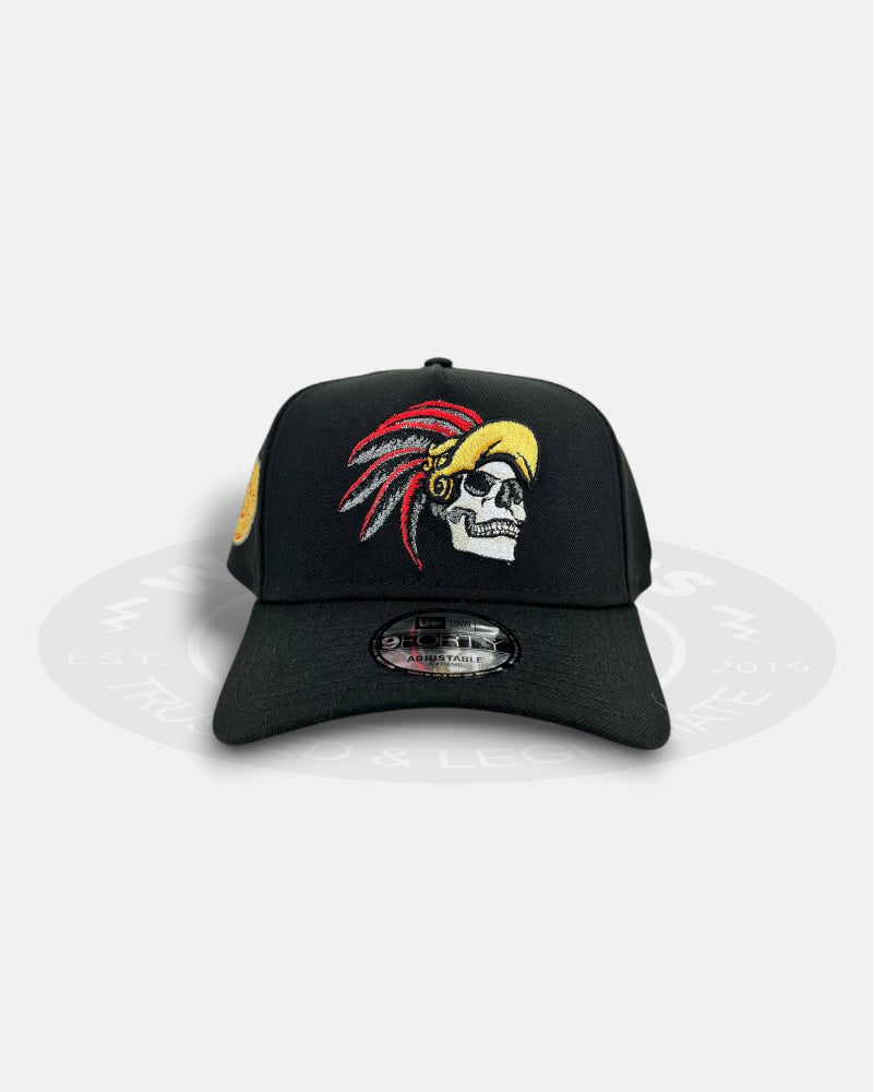 Mexico Aztec Warrior Skull Gold Metal 9FORTY A-Frame Snapback