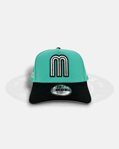 Mexico National Baseball Team Silver Teal 9FORTY A-Frame Snapback Hat