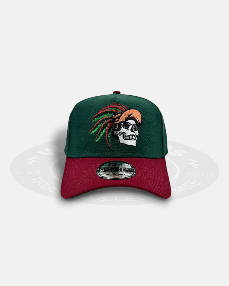Mexico Aztec Skull Warrior Verdant Green 9FORTY A Frame Snapback Hat