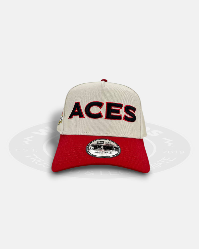 Las Vegas Aces City Script Stone Red 9FORTY A-Frame Snapback Hat