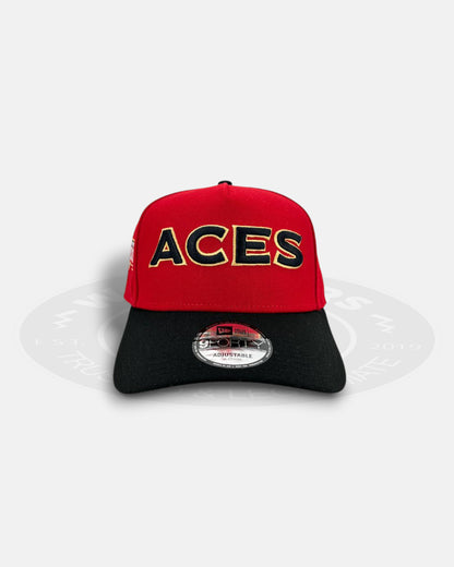 Las Vegas Aces City Script Red Black 9FORTY A-Frame Snapback Hat