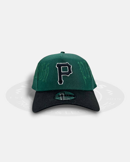Pittsburgh Pirates 'Logo Oversized Side Gothic Script' 9FORTY A-Frame Snapback Hat Dark Green