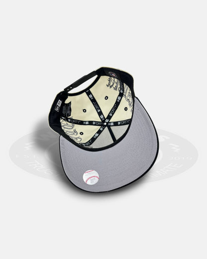 Pittsburgh Pirates 'Logo Oversized Side Gothic Script' 9FORTY A-Frame Snapback Hat
