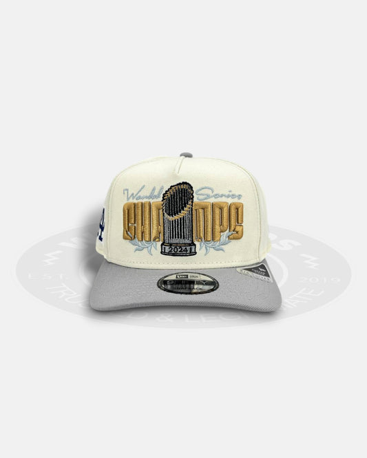 Los Angeles Dodgers Golden Trophy 2024 9FIFTY Chrome A-Frame Snapback Hat